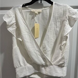 Monteau Los Angeles white Wrap crop Top deep V
